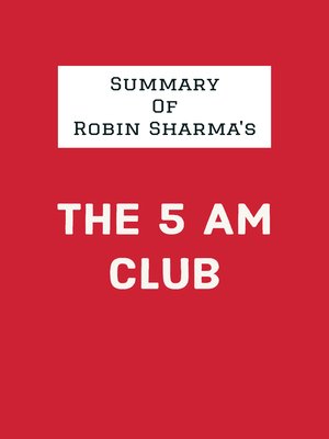 cover image of Summary of Robin Sharma's the 5 AM Club